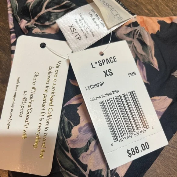 NWT l*spaceCabana Bitsy Swimsuit Bottom Dark Forget Me Not Floral XS - Picture 6 of 7